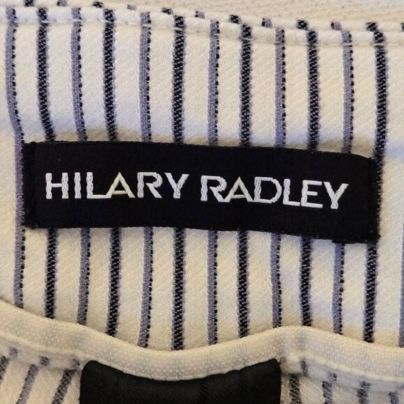 Hilary Radley Womens Pinstripe Stretch Pull-on Bermuda Shorts Blue White Medium - Picture 2 of 8